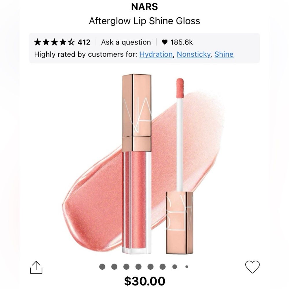 Nars Lip Gloss Afterglow Lip Shine Gloss barely used